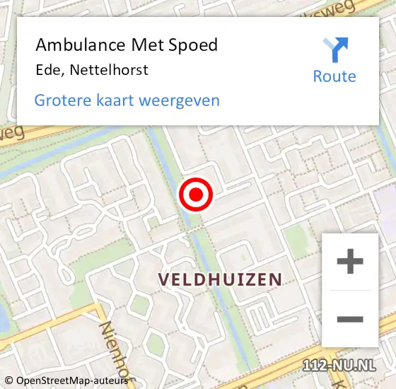 Locatie op kaart van de 112 melding: Ambulance Met Spoed Naar Ede, Nettelhorst op 21 maart 2022 08:22