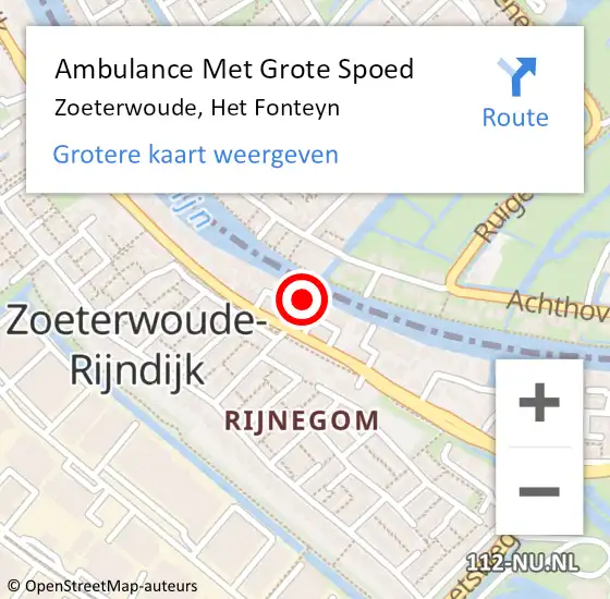 Locatie op kaart van de 112 melding: Ambulance Met Grote Spoed Naar Zoeterwoude, Het Fonteyn op 21 maart 2022 08:26