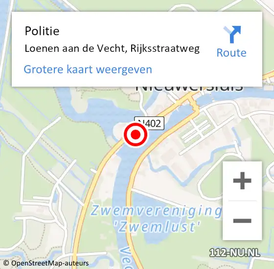 Locatie op kaart van de 112 melding: Politie Loenen aan de Vecht, Rijksstraatweg op 21 maart 2022 08:33