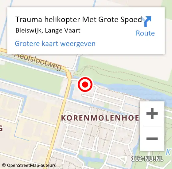 Locatie op kaart van de 112 melding: Trauma helikopter Met Grote Spoed Naar Bleiswijk, Lange Vaart op 21 maart 2022 08:50