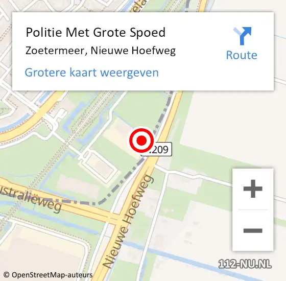 Locatie op kaart van de 112 melding: Politie Met Grote Spoed Naar Zoetermeer, Nieuwe Hoefweg op 21 maart 2022 08:51