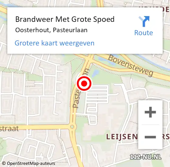 Locatie op kaart van de 112 melding: Brandweer Met Grote Spoed Naar Oosterhout, Pasteurlaan op 21 maart 2022 09:18