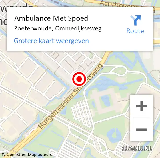 Locatie op kaart van de 112 melding: Ambulance Met Spoed Naar Zoeterwoude, Ommedijkseweg op 21 maart 2022 09:20