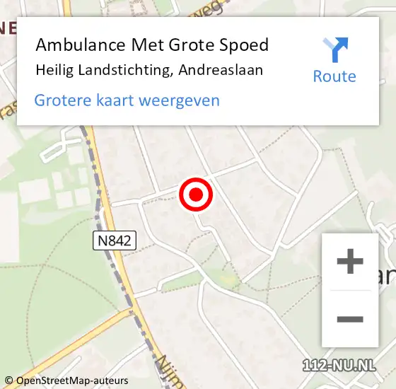 Locatie op kaart van de 112 melding: Ambulance Met Grote Spoed Naar Heilig Landstichting, Andreaslaan op 21 maart 2022 09:23