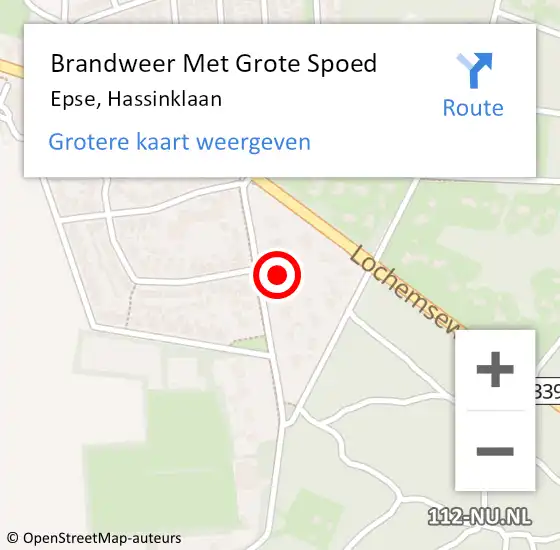 Locatie op kaart van de 112 melding: Brandweer Met Grote Spoed Naar Epse, Hassinklaan op 21 maart 2022 09:58