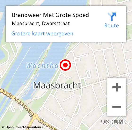 Locatie op kaart van de 112 melding: Brandweer Met Grote Spoed Naar Maasbracht, Dwarsstraat op 21 maart 2022 10:00