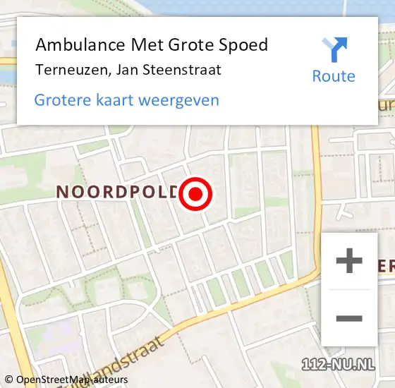 Locatie op kaart van de 112 melding: Ambulance Met Grote Spoed Naar Terneuzen, Jan Steenstraat op 11 juli 2014 17:08