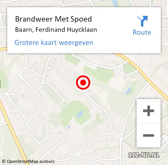 Locatie op kaart van de 112 melding: Brandweer Met Spoed Naar Baarn, Ferdinand Huycklaan op 21 maart 2022 10:20