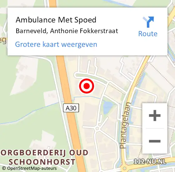 Locatie op kaart van de 112 melding: Ambulance Met Spoed Naar Barneveld, Anthonie Fokkerstraat op 21 maart 2022 10:41