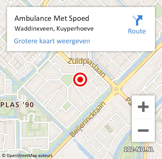 Locatie op kaart van de 112 melding: Ambulance Met Spoed Naar Waddinxveen, Kuyperhoeve op 21 maart 2022 10:47