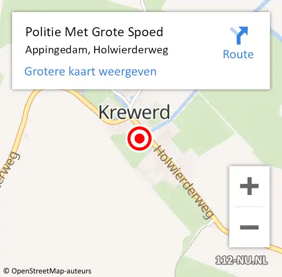 Locatie op kaart van de 112 melding: Politie Met Grote Spoed Naar Appingedam, Holwierderweg op 21 maart 2022 10:49