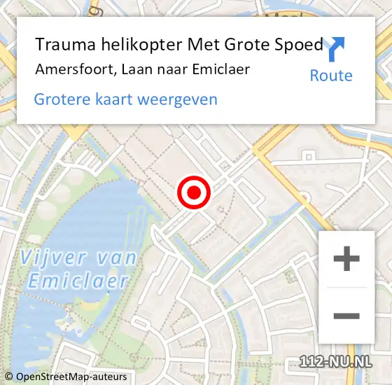 Locatie op kaart van de 112 melding: Trauma helikopter Met Grote Spoed Naar Amersfoort, Laan naar Emiclaer op 21 maart 2022 11:13