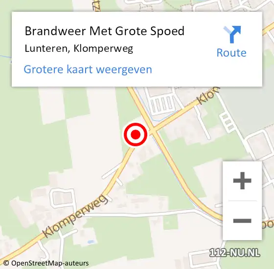 Locatie op kaart van de 112 melding: Brandweer Met Grote Spoed Naar Lunteren, Klomperweg op 21 maart 2022 11:25