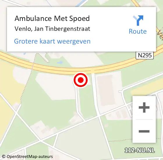 Locatie op kaart van de 112 melding: Ambulance Met Spoed Naar Venlo, Jan Tinbergenstraat op 21 maart 2022 11:27