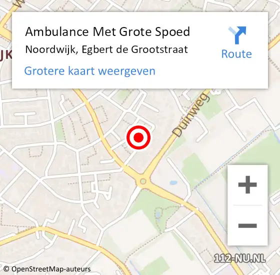 Locatie op kaart van de 112 melding: Ambulance Met Grote Spoed Naar Noordwijk, Egbert de Grootstraat op 21 maart 2022 11:30