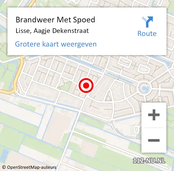 Locatie op kaart van de 112 melding: Brandweer Met Spoed Naar Lisse, Aagje Dekenstraat op 21 maart 2022 11:32