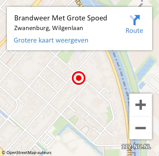 Locatie op kaart van de 112 melding: Brandweer Met Grote Spoed Naar Zwanenburg, Wilgenlaan op 21 maart 2022 11:36