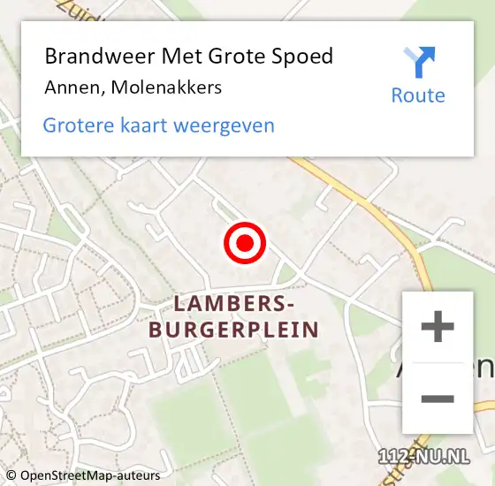 Locatie op kaart van de 112 melding: Brandweer Met Grote Spoed Naar Annen, Molenakkers op 21 maart 2022 11:38