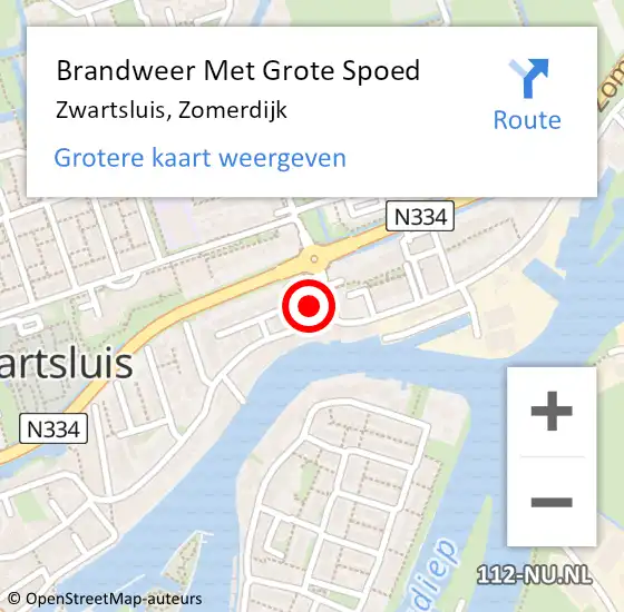 Locatie op kaart van de 112 melding: Brandweer Met Grote Spoed Naar Zwartsluis, Zomerdijk op 21 maart 2022 11:39