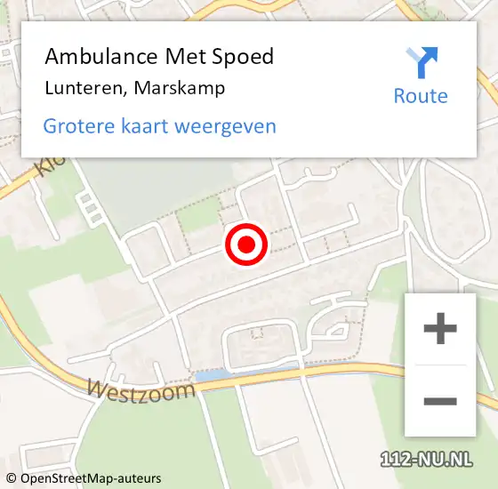 Locatie op kaart van de 112 melding: Ambulance Met Spoed Naar Lunteren, Marskamp op 21 maart 2022 11:41
