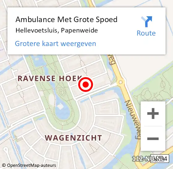 Locatie op kaart van de 112 melding: Ambulance Met Grote Spoed Naar Hellevoetsluis, Papenweide op 21 maart 2022 11:50