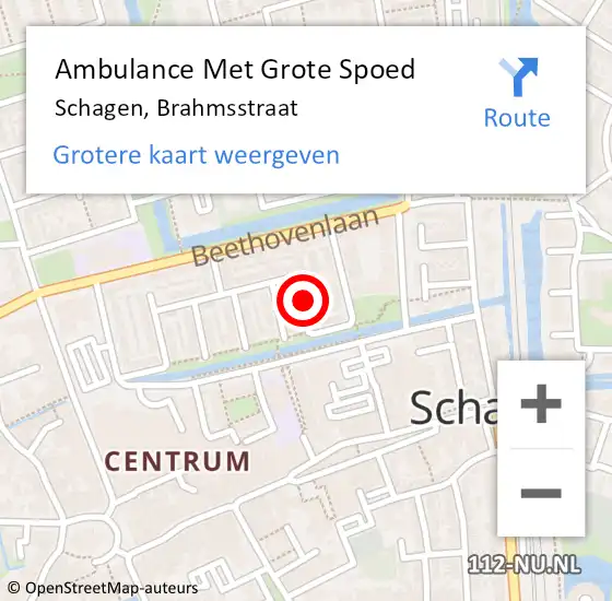 Locatie op kaart van de 112 melding: Ambulance Met Grote Spoed Naar Schagen, Brahmsstraat op 21 maart 2022 12:04