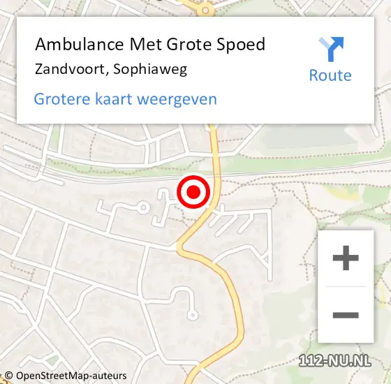 Locatie op kaart van de 112 melding: Ambulance Met Grote Spoed Naar Zandvoort, Sophiaweg op 21 maart 2022 12:07