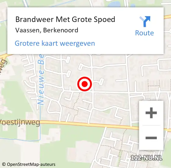 Locatie op kaart van de 112 melding: Brandweer Met Grote Spoed Naar Vaassen, Berkenoord op 21 maart 2022 12:10