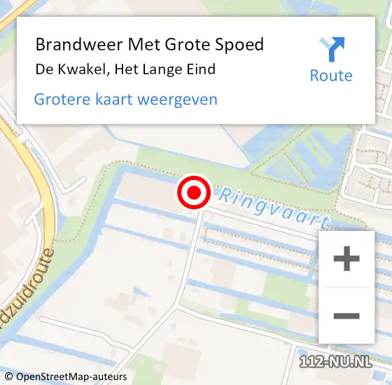 Locatie op kaart van de 112 melding: Brandweer Met Grote Spoed Naar De Kwakel, Het Lange Eind op 21 maart 2022 12:16