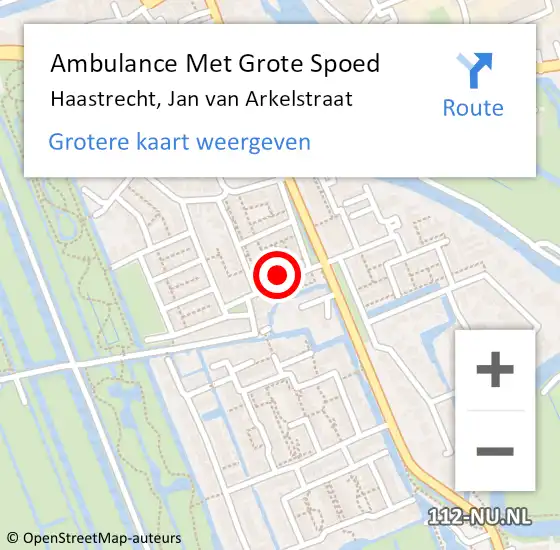 Locatie op kaart van de 112 melding: Ambulance Met Grote Spoed Naar Haastrecht, Jan van Arkelstraat op 21 maart 2022 12:28