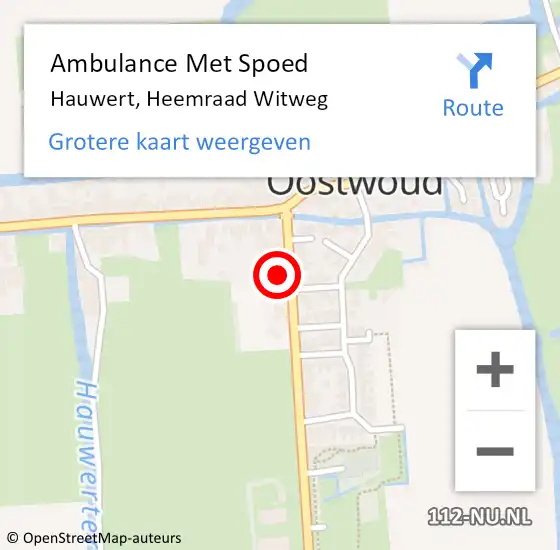 Locatie op kaart van de 112 melding: Ambulance Met Spoed Naar Hauwert, Heemraad Witweg op 21 maart 2022 12:47