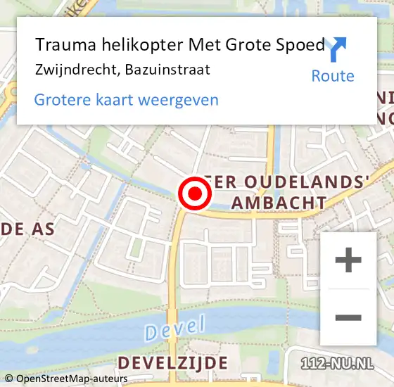 Locatie op kaart van de 112 melding: Trauma helikopter Met Grote Spoed Naar Zwijndrecht, Bazuinstraat op 21 maart 2022 12:55