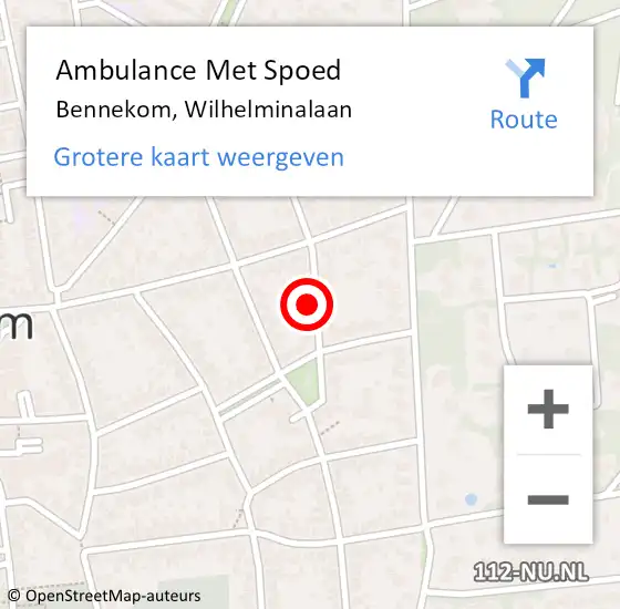 Locatie op kaart van de 112 melding: Ambulance Met Spoed Naar Bennekom, Wilhelminalaan op 21 maart 2022 13:03