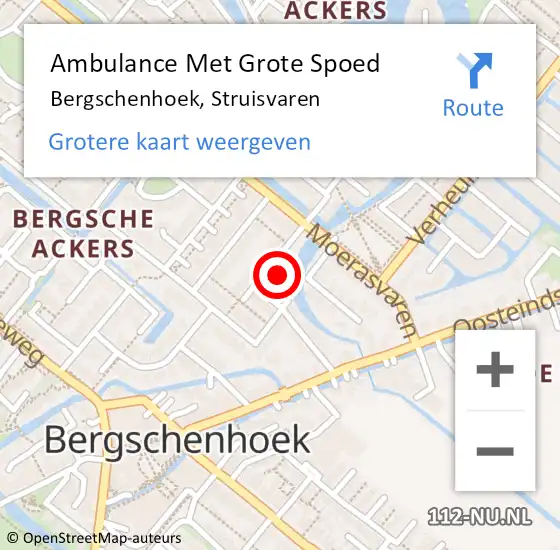 Locatie op kaart van de 112 melding: Ambulance Met Grote Spoed Naar Bergschenhoek, Struisvaren op 21 maart 2022 13:13
