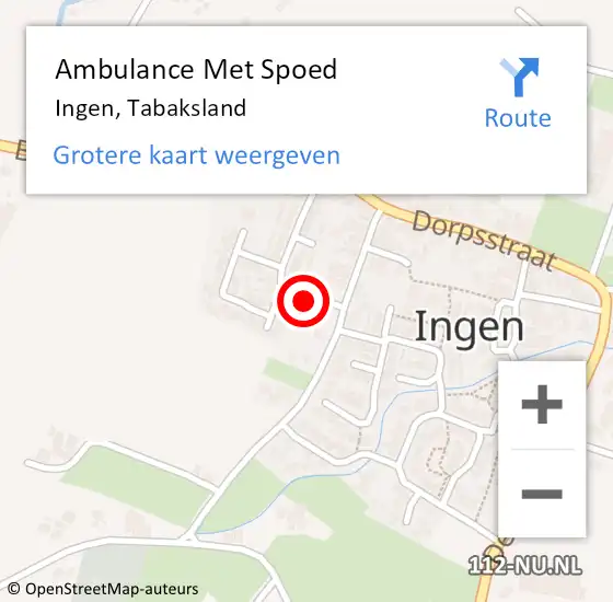 Locatie op kaart van de 112 melding: Ambulance Met Spoed Naar Ingen, Tabaksland op 21 maart 2022 13:21