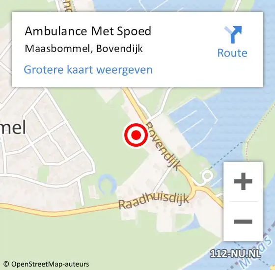 Locatie op kaart van de 112 melding: Ambulance Met Spoed Naar Maasbommel, Bovendijk op 21 maart 2022 13:35