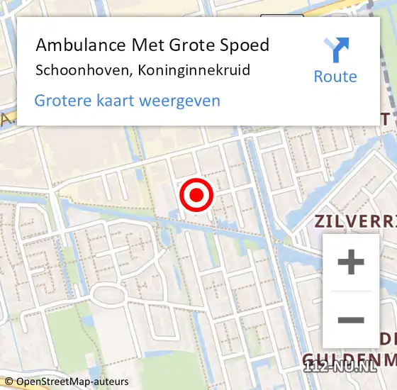 Locatie op kaart van de 112 melding: Ambulance Met Grote Spoed Naar Schoonhoven, Koninginnekruid op 21 maart 2022 13:37