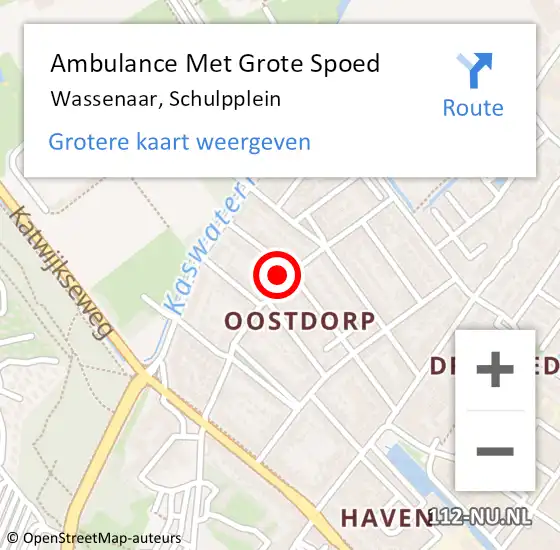 Locatie op kaart van de 112 melding: Ambulance Met Grote Spoed Naar Wassenaar, Schulpplein op 21 maart 2022 13:40