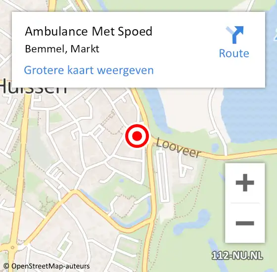 Locatie op kaart van de 112 melding: Ambulance Met Spoed Naar Bemmel, Markt op 21 maart 2022 13:54