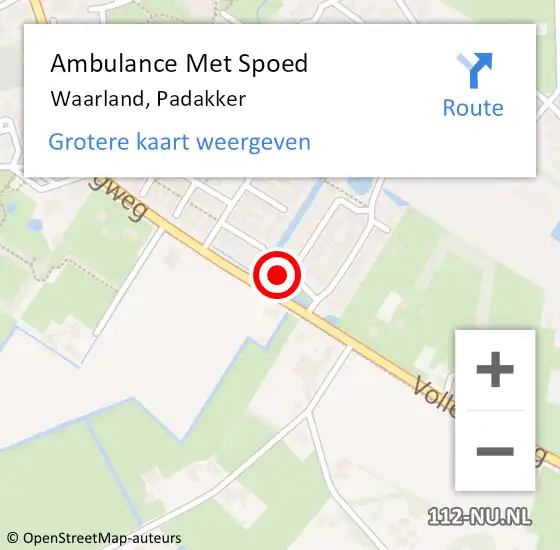 Locatie op kaart van de 112 melding: Ambulance Met Spoed Naar Waarland, Padakker op 21 maart 2022 13:57