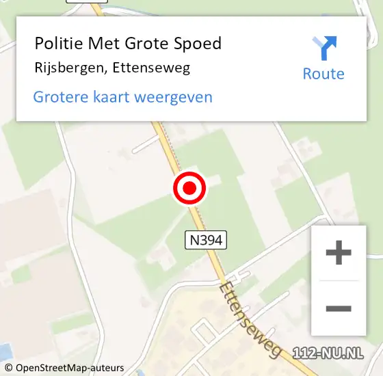 Locatie op kaart van de 112 melding: Politie Met Grote Spoed Naar Rijsbergen, Ettenseweg op 21 maart 2022 14:14