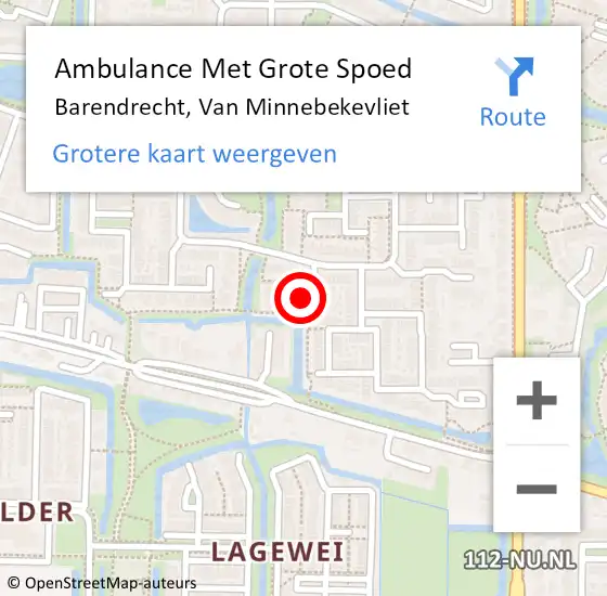 Locatie op kaart van de 112 melding: Ambulance Met Grote Spoed Naar Barendrecht, Van Minnebekevliet op 21 maart 2022 14:30