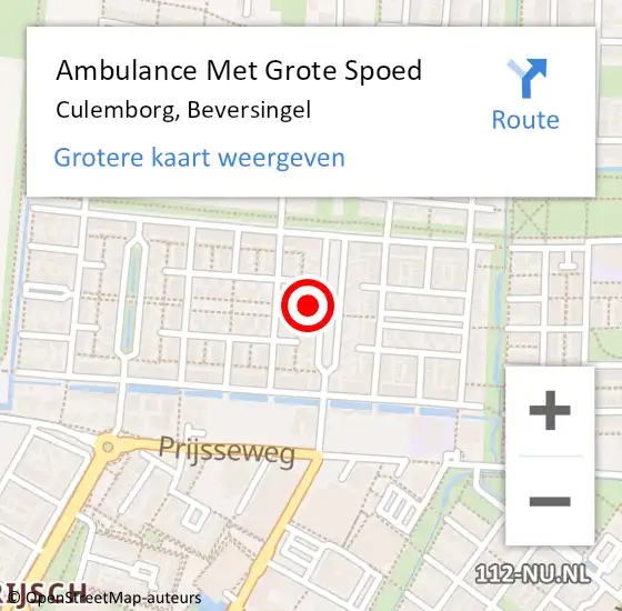 Locatie op kaart van de 112 melding: Ambulance Met Grote Spoed Naar Culemborg, Beversingel op 21 maart 2022 14:43