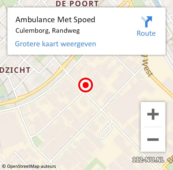 Locatie op kaart van de 112 melding: Ambulance Met Spoed Naar Culemborg, Randweg op 21 maart 2022 14:56