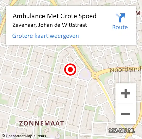 Locatie op kaart van de 112 melding: Ambulance Met Grote Spoed Naar Zevenaar, Johan de Wittstraat op 21 maart 2022 15:06