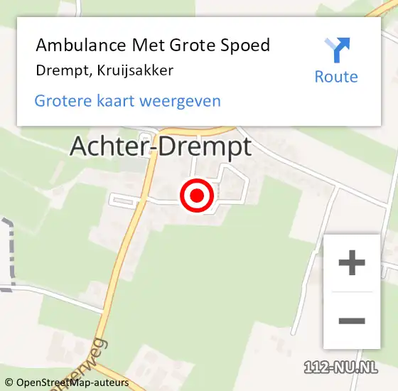 Locatie op kaart van de 112 melding: Ambulance Met Grote Spoed Naar Drempt, Kruijsakker op 11 juli 2014 17:39