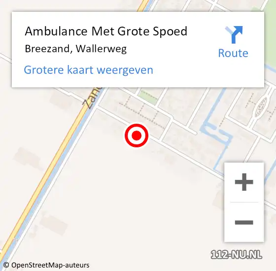 Locatie op kaart van de 112 melding: Ambulance Met Grote Spoed Naar Breezand, Wallerweg op 21 maart 2022 15:17