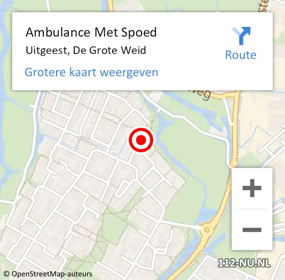 Locatie op kaart van de 112 melding: Ambulance Met Spoed Naar Uitgeest, De Grote Weid op 21 maart 2022 15:24