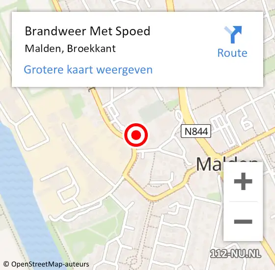 Locatie op kaart van de 112 melding: Brandweer Met Spoed Naar Malden, Broekkant op 21 maart 2022 15:36