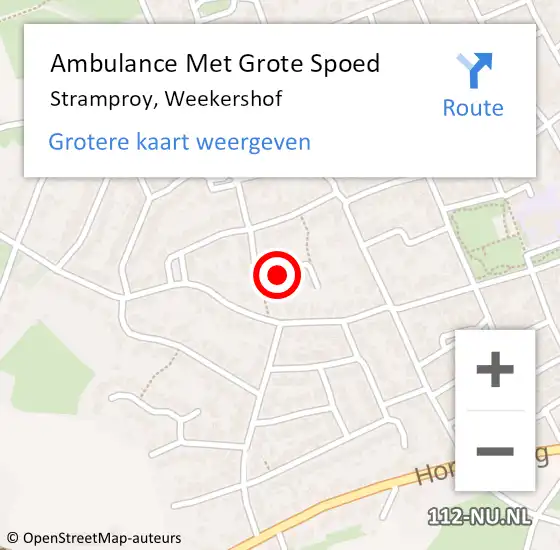 Locatie op kaart van de 112 melding: Ambulance Met Grote Spoed Naar Stramproy, Weekershof op 21 maart 2022 15:46